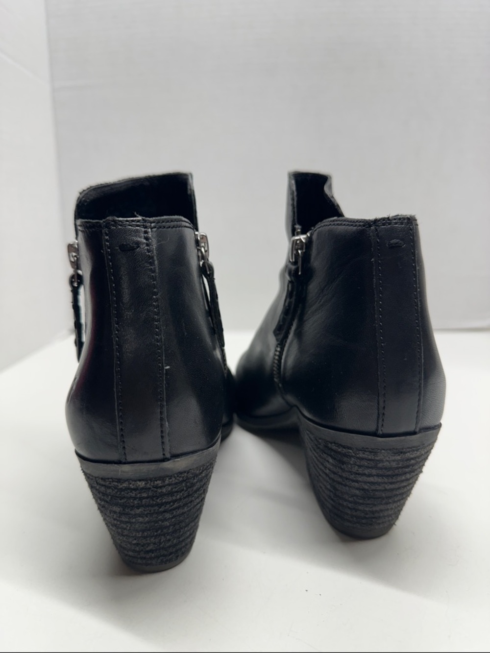 Frye Judith Ankle Boots Booties Block High Heeled Double Zip Up Black Size 7 - Picture 5 of 9
